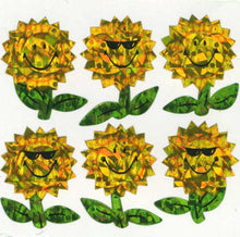 Load image into Gallery viewer, Pack of Prismatic Stickers - Smiley Sunflowers