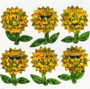 Pack of Prismatic Stickers - Smiley Sunflowers