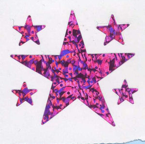 Pack of Sparkly Prismatic Stickers - 5 Stars