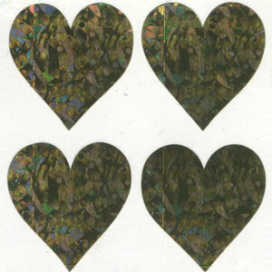 Pack of Prismatic Stickers - 4 Hearts - Gold