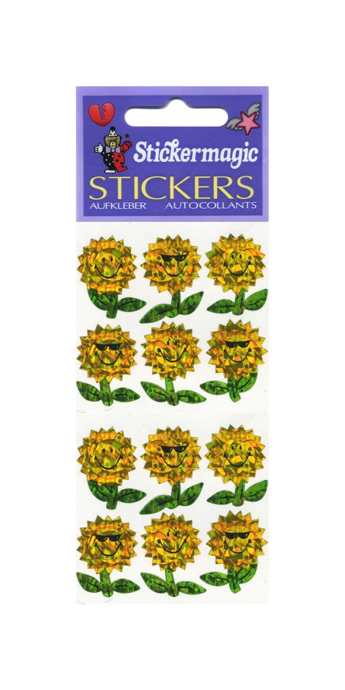 Pack of Prismatic Stickers - Smiley Sunflowers