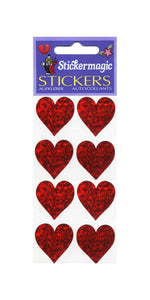 Pack of Prismatic Stickers - 4 Hearts - Red