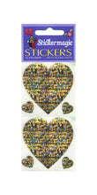 Load image into Gallery viewer, Pack of Prismatic Stickers - 3 Hearts - Gold