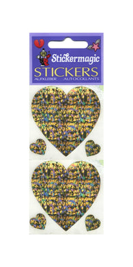 Pack of Sparkly Prismatic Stickers - 3 Hearts