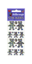 Load image into Gallery viewer, Pack of Prismatic Stickers - 5 Silver Teddies