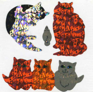 Wholesale - Roll of Prismatic Stickers - Sparkly Cats