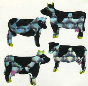 Wholesale - Pack of 12 Prismatic Stickers - Cows