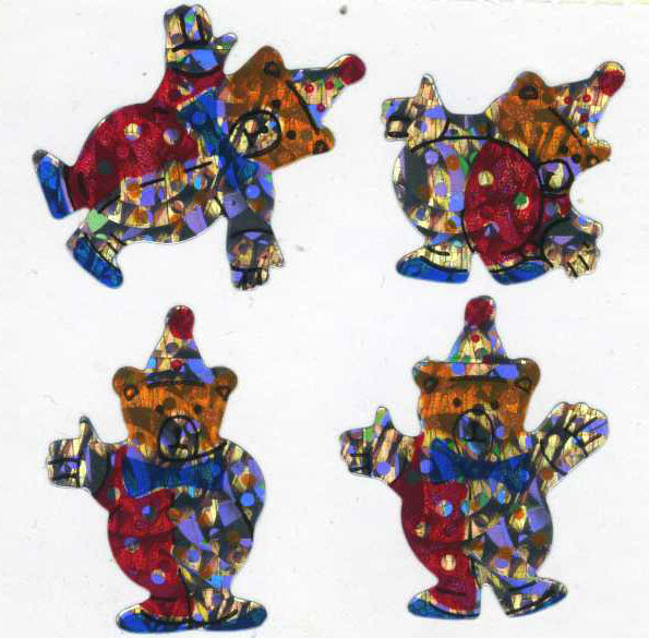 Wholesale - Roll of Prismatic Stickers - Teddy Clowns