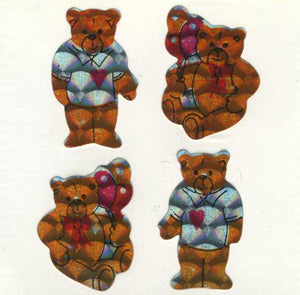 Wholesale - Pack of 12 Prismatic Stickers - Teddies In T-Shirts