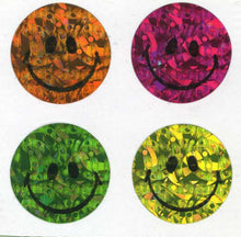 Load image into Gallery viewer, Wholesale - Pack of 12 Prismatic Stickers - Smiley Faces