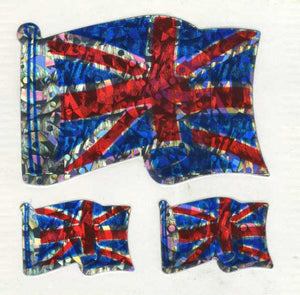 Wholesale - Pack of 12 Prismatic Stickers - Union Jacks X 3