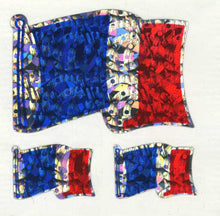 Load image into Gallery viewer, Wholesale - Roll of Prismatic Stickers - French Flags X 3