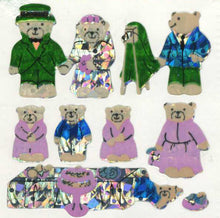 Load image into Gallery viewer, Wholesale - Pack of 12 Prismatic Stickers - Micro Teddy Wedding