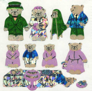 Wholesale - Pack of 12 Prismatic Stickers - Micro Teddy Wedding