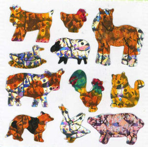 Wholesale - Pack of 12 Prismatic Stickers - Micro Farmyard Friends