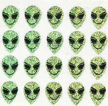 Load image into Gallery viewer, Wholesale - Pack of 12 Prismatic Stickers - Smiley Alien