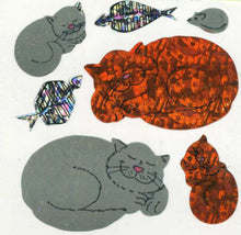 Load image into Gallery viewer, Wholesale - Pack of 12 Prismatic Stickers - Sleepy Cats