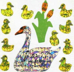 Wholesale - Pack of 12 Prismatic Stickers - Swans And Cygnets