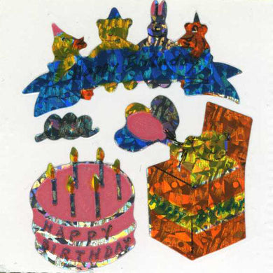 Wholesale - Roll of Prismatic Stickers - Birthday Cake