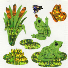 Load image into Gallery viewer, Wholesale - Pack of 12 Prismatic Stickers - Jumping Frogs