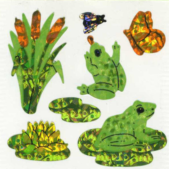 Wholesale - Roll of Prismatic Stickers - Jumping Frogs