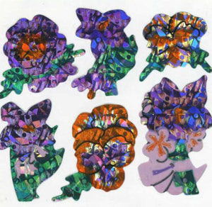 Wholesale - Pack of 12 Prismatic Stickers - Pansies