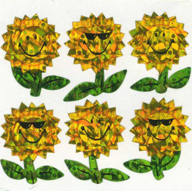 Wholesale - Roll of Prismatic Stickers - Smiley Sunflowers