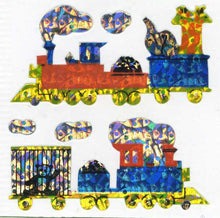 Load image into Gallery viewer, Wholesale - Pack of 12 Prismatic Stickers - Animal Trains