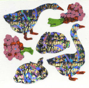 Wholesale - Pack of 12 Prismatic Stickers - Easter Geese & Bunny