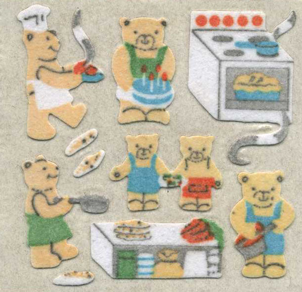 Wholesale - Roll of Furrie Stickers - Micro Teddy Kitchen