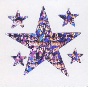 Wholesale - Roll of Prismatic Stickers - 5 Purple Stars