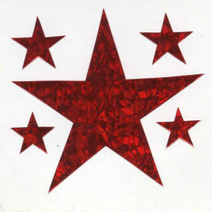 Wholesale - Pack of 12 Prismatic Stickers - 5 Red Stars