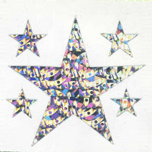 Load image into Gallery viewer, Wholesale - Pack of 12 Prismatic Stickers - 5 Silver Stars