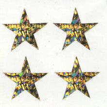 Load image into Gallery viewer, Wholesale - Pack of 12 Prismatic Stickers - 4 Gold Stars