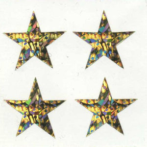 Wholesale - Pack of 12 Prismatic Stickers - 4 Gold Stars