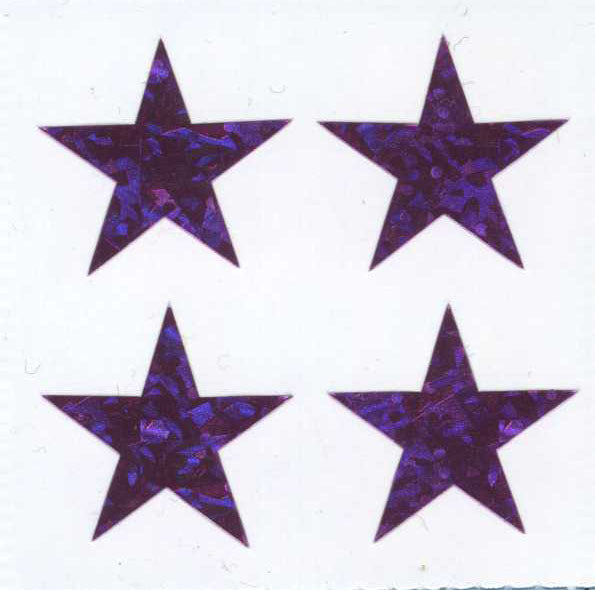 Wholesale - Roll of Prismatic Stickers - 4 Purple Stars