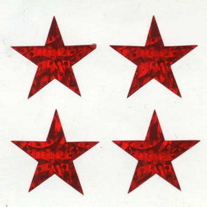 Wholesale - Pack of 12 Prismatic Stickers - 4 Red Stars