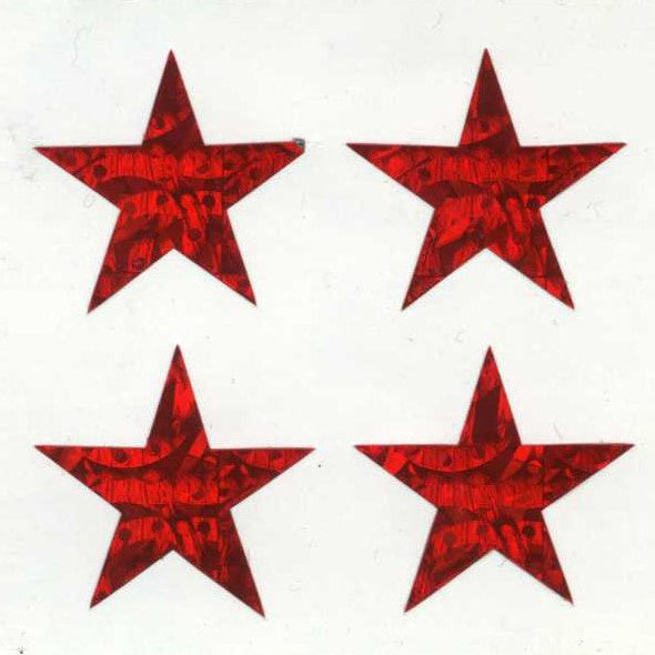 Wholesale - Roll of Prismatic Stickers - 4 Red Stars – Stickermagic UK