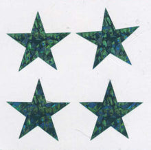 Load image into Gallery viewer, Wholesale - Pack of 12 Prismatic Stickers - 4 Green Stars