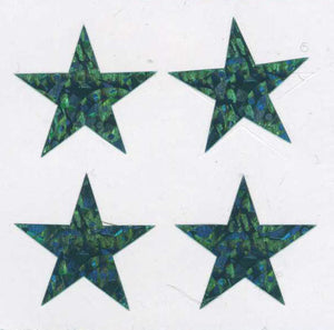 Wholesale - Pack of 12 Prismatic Stickers - 4 Green Stars