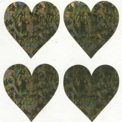 Wholesale - Roll of Prismatic Stickers - 4 Hearts - Gold