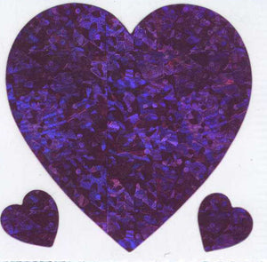 Wholesale - Roll of Prismatic Stickers - 3 Pink Hearts