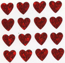 Load image into Gallery viewer, Roll of Prismatic Stickers - Multi Red Hearts