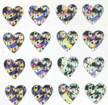 Load image into Gallery viewer, Wholesale - Pack of 12 Prismatic Stickers - Multi Silver Hearts