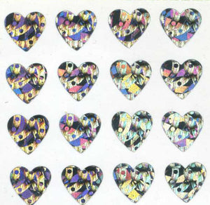 Wholesale - Pack of 12 Prismatic Stickers - Multi Silver Hearts