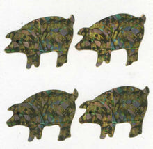 Load image into Gallery viewer, Wholesale - Pack of 12 Prismatic Stickers - 4 Gold Pigs