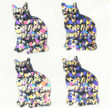 Load image into Gallery viewer, Wholesale - Pack of 12 Prismatic Stickers - 4 Silver Cats