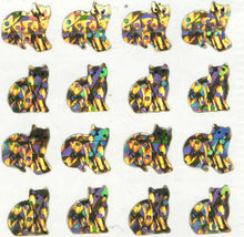 Load image into Gallery viewer, Wholesale - Pack of 12 Prismatic Stickers - Micro Gold Cats