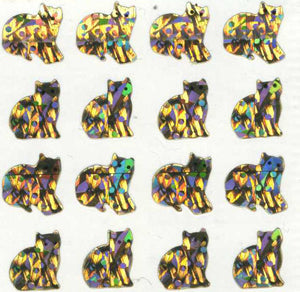 Wholesale - Pack of 12 Prismatic Stickers - Micro Gold Cats