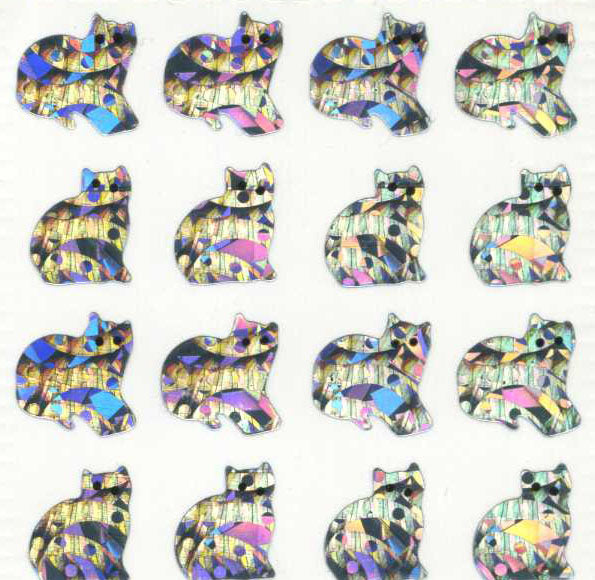 Wholesale - Roll of Prismatic Stickers - Micro Silver Cats